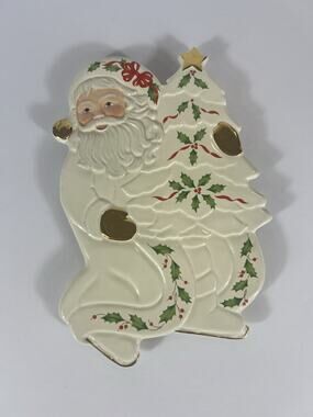 Vintage Santa Claus LENOX Christmas Trivet Holiday Santa Collection Holly